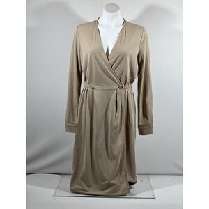 Massimo Dutti Women's Maxi Dress Tan Crossover Elastic Waist Size M
